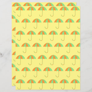 Green and Orange Umbrellas Baby Scrapbook Paper