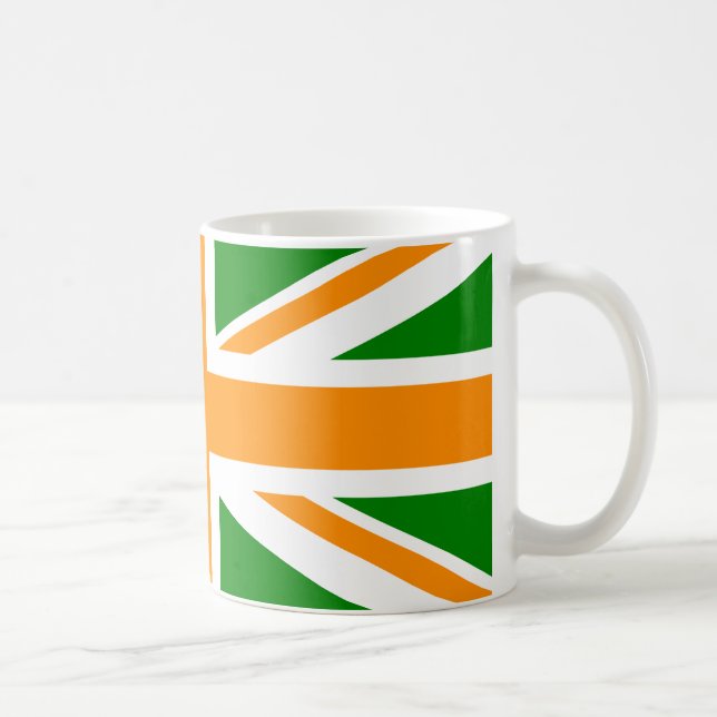 Green and Orange Union Jack Coffee Mug (Right)