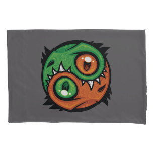 Green and Orange Yin Yang Dragons Pillowcase