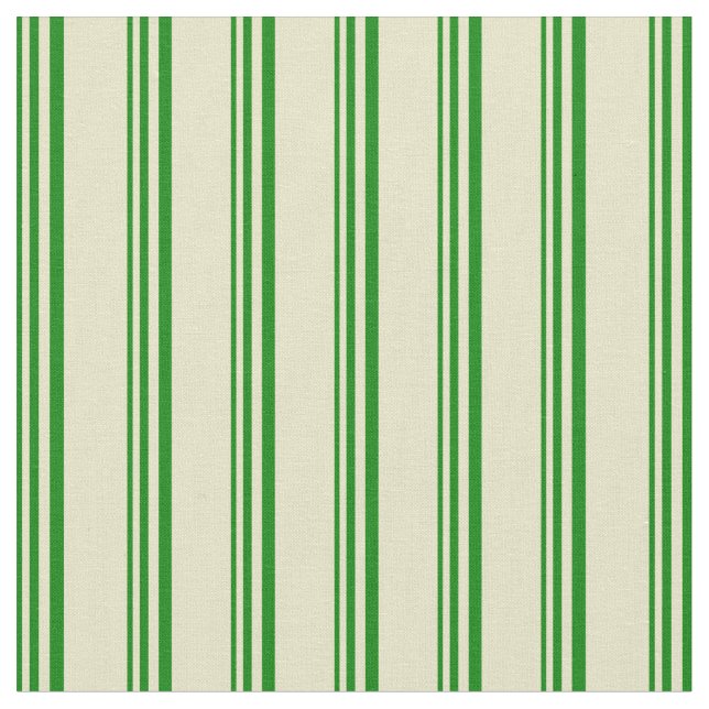 Green and Pale Goldenrod Lines Pattern Fabric (Close Up)