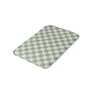 Green and Pale Yellow Chequerboard Bath Mat