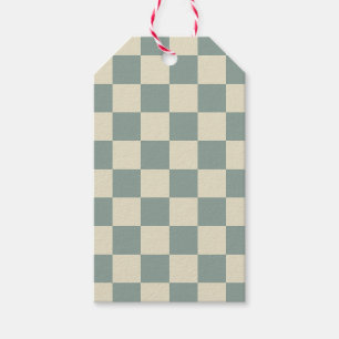 Green and Pale Yellow Chequerboard Gift Tags