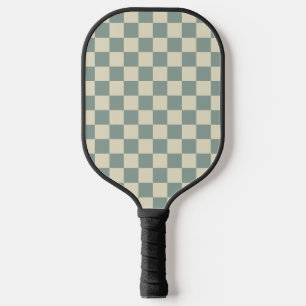 Green and Pale Yellow Chequerboard Pickleball Paddle