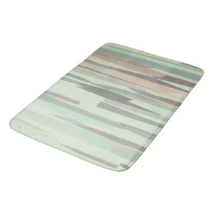 green and peach Abstract Stripes Bath Mat