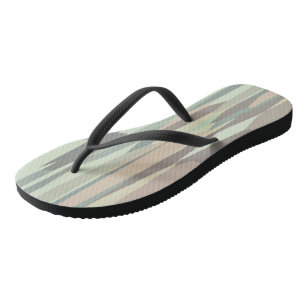 green and peach Abstract Stripes Thongs