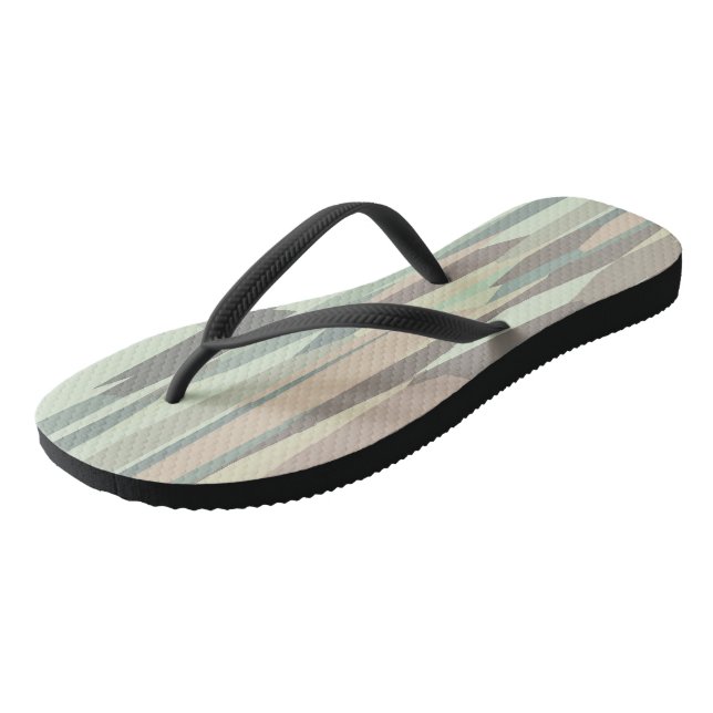green and peach Abstract Stripes Thongs (Angled)