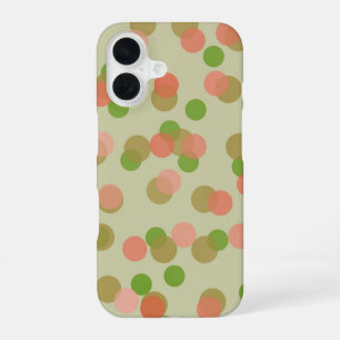 Green and Peachy Pink Polka Dots iPhone 16 Case