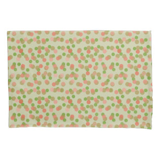 Green and Peachy Pink Polka Dots Pillowcase