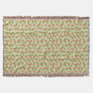 Green and Peachy Pink Polka Dots Throw Blanket