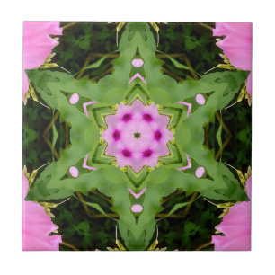 GREEN AND PINK ABSTRACT DRAWING. SAMER BRASIL. 4 CERAMIC TILE
