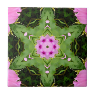 GREEN AND PINK ABSTRACT DRAWING. SAMER BRASIL. 4 CERAMIC TILE