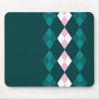 Green and pink argyle mouse pad