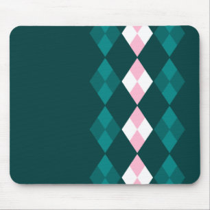 Green and pink argyle mouse pad