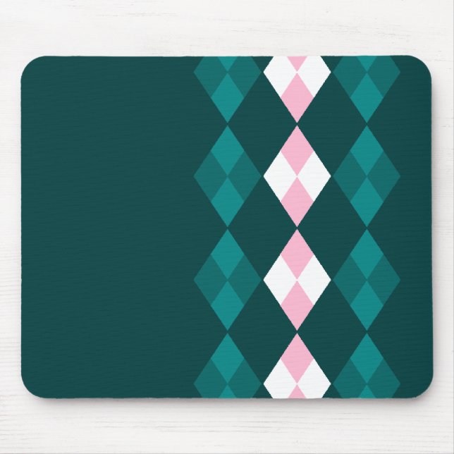 Green and pink argyle mouse pad (Front)