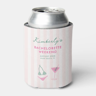Green and Pink Bikinis Martinis Bachelorette Party Can Cooler