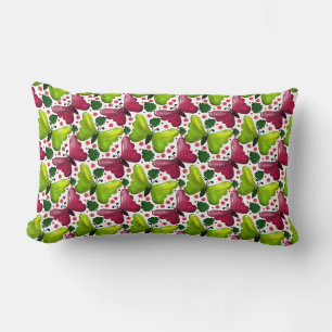 Green and pink butterfly floral pattern lumbar cushion