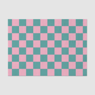 Green and Pink Chequerboard Pattern Tissue Paper
