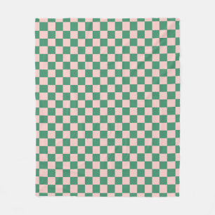 Green and Pink Chequered Pattern Chequerboard Chec Fleece Blanket