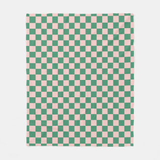 Green and Pink Chequered Pattern Chequerboard Chec Fleece Blanket