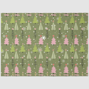 Green and Pink Christmas Trees Lights Christmas Tissue Paper