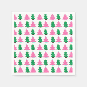 Green and Pink Christmas Trees  Napkin