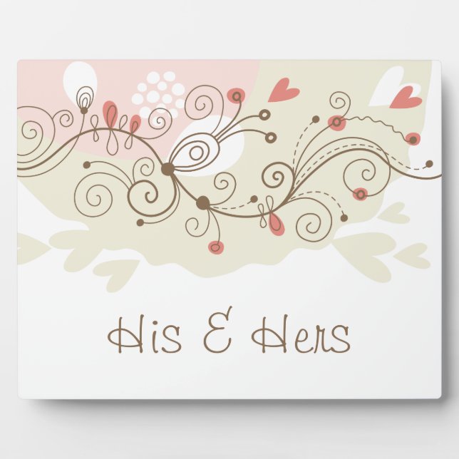 Green and Pink Curls Valentines Plaque (Front)