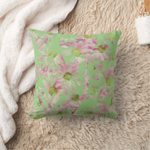Green and Pink Floral Abstract Cushion