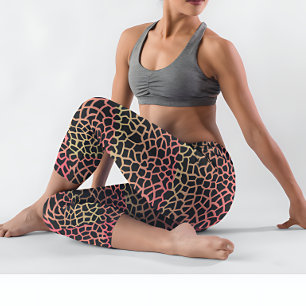 Green and pink Giraffe Safari Print  Leggings