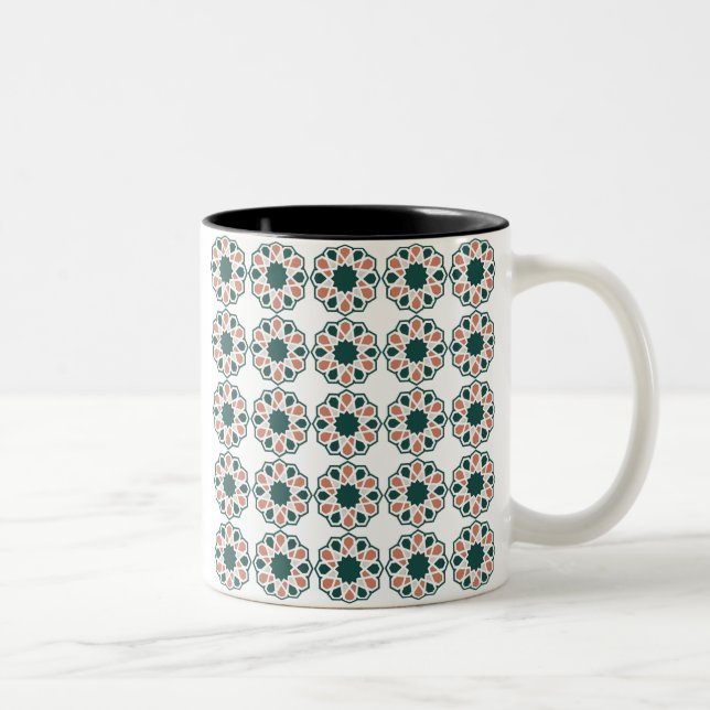 Green and Pink  Islamic Umrah Mubarak in Arabic Two-Tone Coffee Mug (Right)