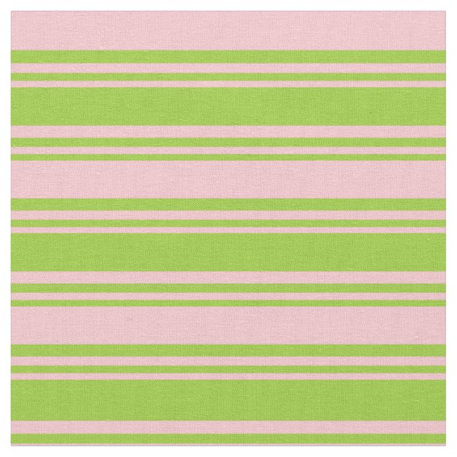 Green and Pink Lined/Striped Pattern Fabric (Close Up)