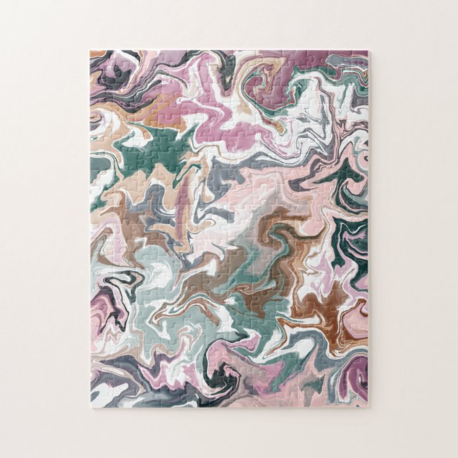 Green and pink liquid acrylic jigsaw puzzle (Vertical)