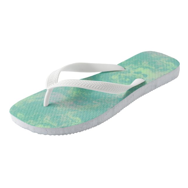 Green and pink Marble Swirl Abstract Thongs (Angled)