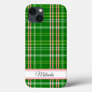 Green and Pink Modern Dots Customised Name iPhone 13 Case