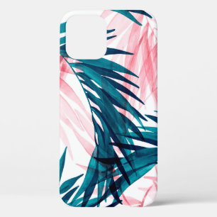Green and pink palm leaves pattern iPhone 12 case