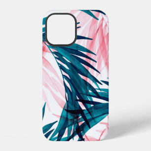 Green and pink palm leaves pattern iPhone 12 case