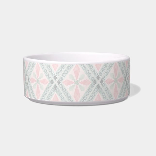 Green and pink pastel diamond pattern bowl (Front)