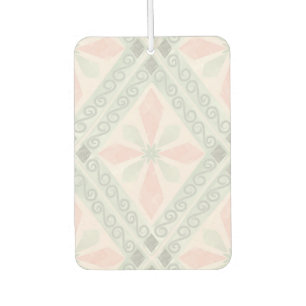 Green and pink pastel diamond pattern car air freshener