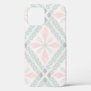 Green and pink pastel diamond pattern iPhone 12 case