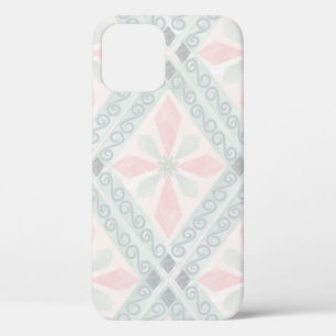 Green and pink pastel diamond pattern iPhone 12 case