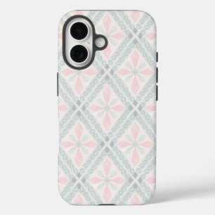 Green and pink pastel diamond pattern iPhone 16 case