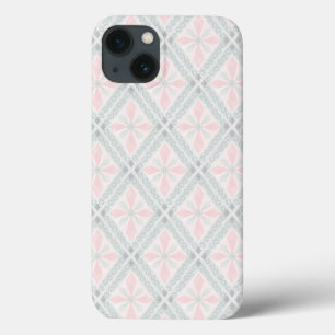 Green and pink pastel diamond pattern iPhone 13 case