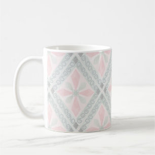 Green and pink pastel diamond pattern coffee mug
