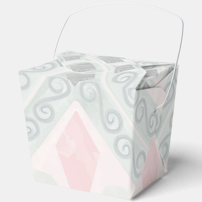 Green and pink pastel diamond pattern favour box (Front)