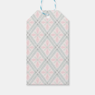 Green and pink pastel diamond pattern gift tags