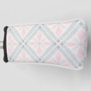 Green and pink pastel diamond pattern golf head cover