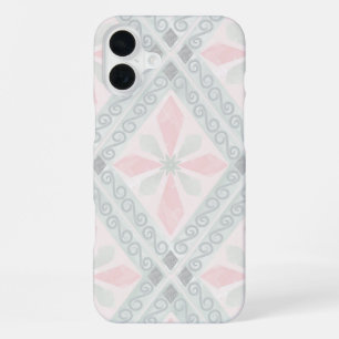 Green and pink pastel diamond pattern iPhone 16 plus case