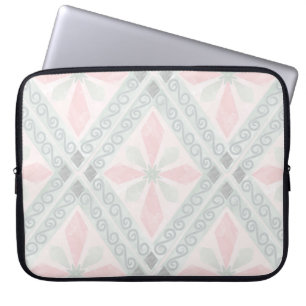 Green and pink pastel diamond pattern laptop sleeve