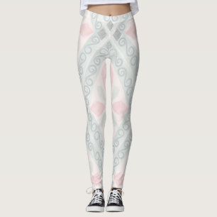 Green and pink pastel diamond pattern leggings