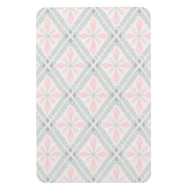 Green and pink pastel diamond pattern magnet (Vertical)