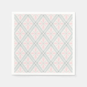 Green and pink pastel diamond pattern napkin